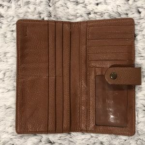 Brown soft leather long wallet